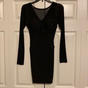 Windsor black dress, floral and mesh detail